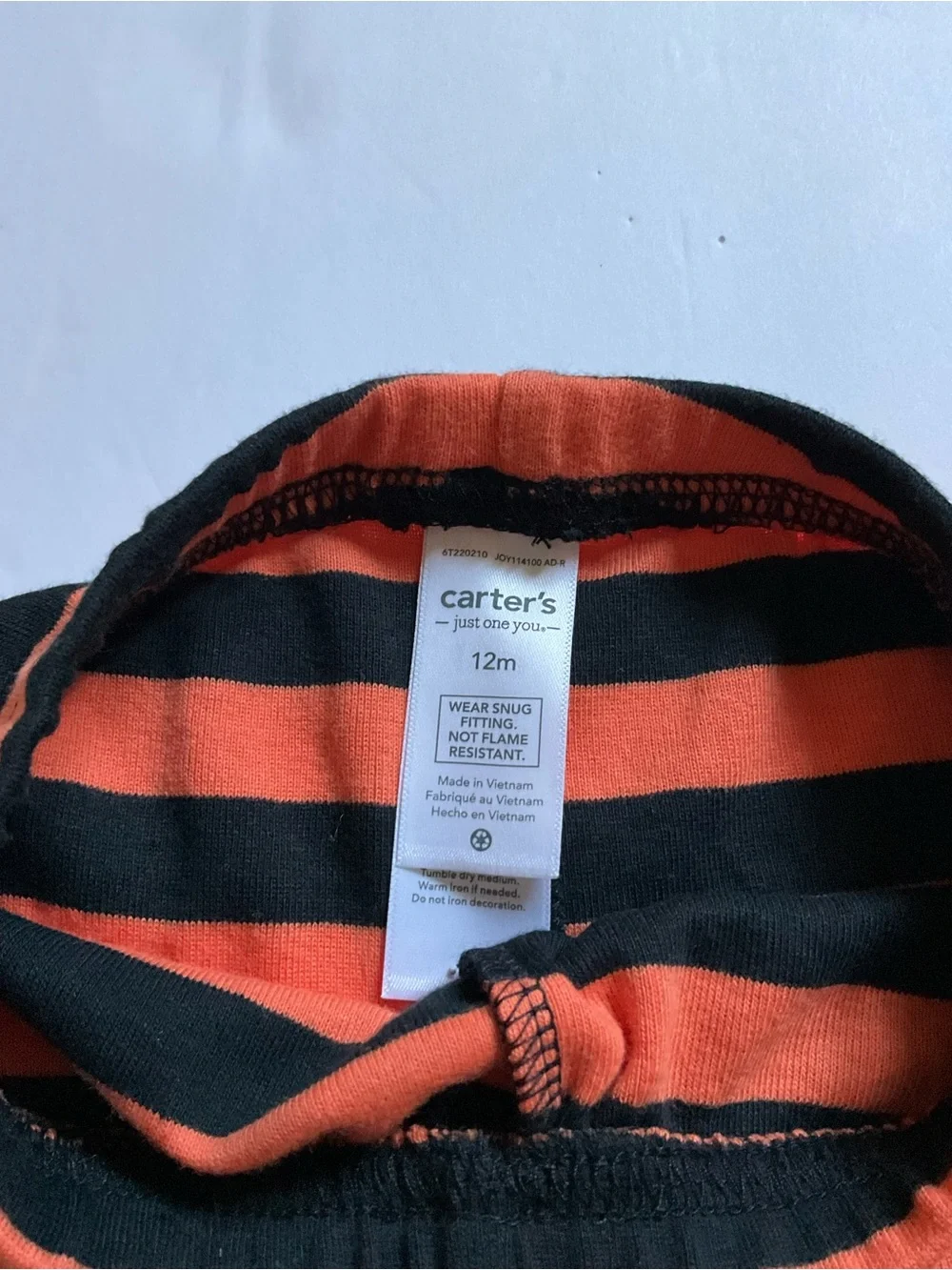 Carter's Halloween Dino & Stripe Pajama Pants (2)- Black, Orange, Green 12M